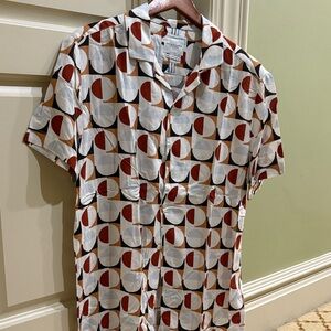 Denim & Flower Retro “Disco” Geometric Print Short Sleeve Shirt (Medium)